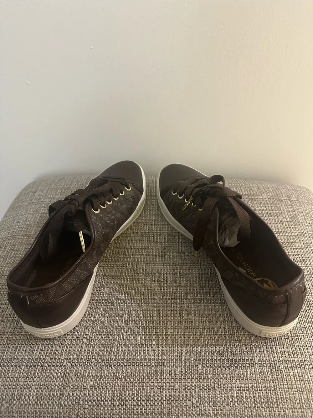 Michael Kors Dark Brown MK Logo Low-Top Sneakers